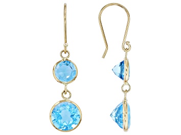 Picture of Swiss Blue Topaz 14k Yellow Gold Dangle Earrings 7.00ctw