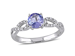 Tanzanite and Diamond 10K White Gold Ring 1.08ctw