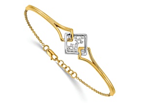 14k Yellow Gold and 14k White Gold Fancy Square Diamond Bar Bracelet
