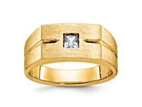 10K Yellow Gold Men's Polished and Satin Diamond Ring 0.25ct
