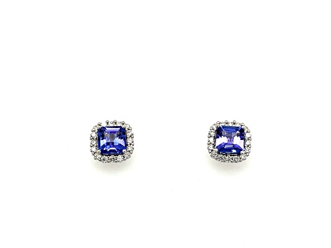 Tanzanite and Diamond 14K White Gold Earrings