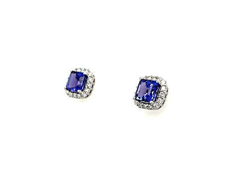 Tanzanite and Diamond 14K White Gold Earrings