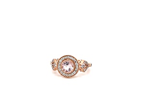 Round Morganite and White Diamond 10K Rose Gold Ring