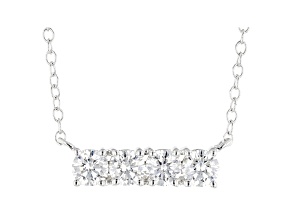 White Lab-Grown Diamond 14kt White Gold 4-Stone Horizontal Necklace 0.60ctw