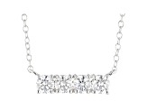 White Lab-Grown Diamond 14kt White Gold 4-Stone Horizontal Necklace 0.60ctw