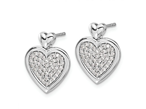 Rhodium Over 14k White Gold Diamond Fancy Heart Stud Earrings