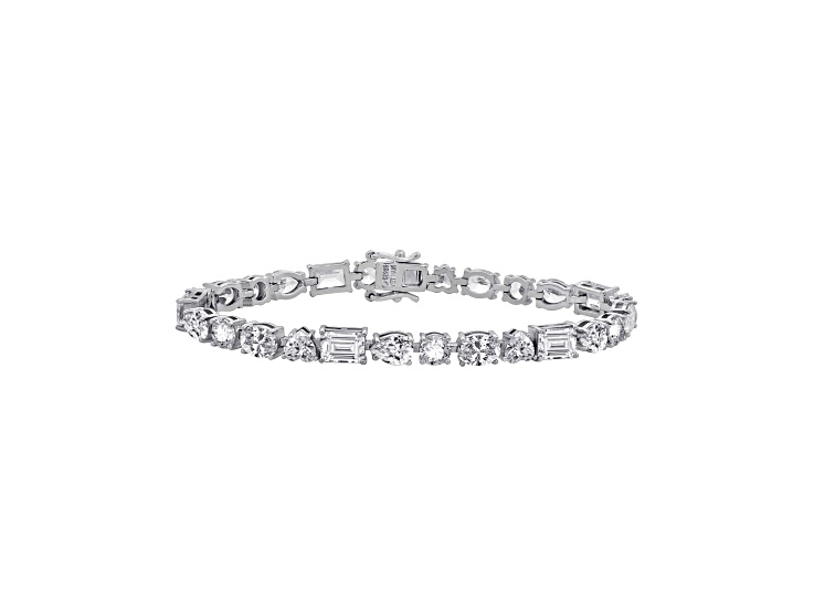 White Cubic Zirconia Platinum Over Sterling Silver Tennis