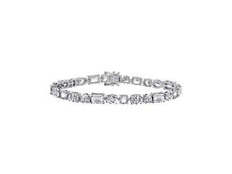 White Cubic Zirconia Platinum Over Sterling Silver Tennis Bracelet 17.50ctw