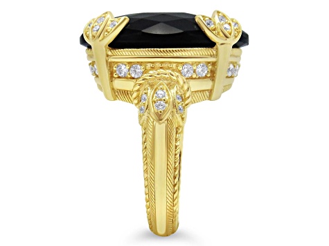Judith Ripka Black Onyx and Bella Luce Diamond Simulant 14k Gold Clad Ring