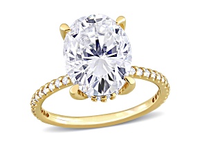 4 7/8 CT DEW Created Moissanite Engagement Ring in 10K Yellow Gold