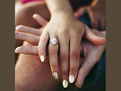 4 7/8 CT DEW Created Moissanite Engagement Ring in 10K Yellow Gold