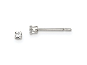 Sterling Silver Polished Children's 2mm Round Snap Set CZ Stud Earrings