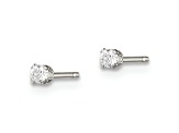 Sterling Silver Polished Children's 2mm Round Snap Set CZ Stud Earrings