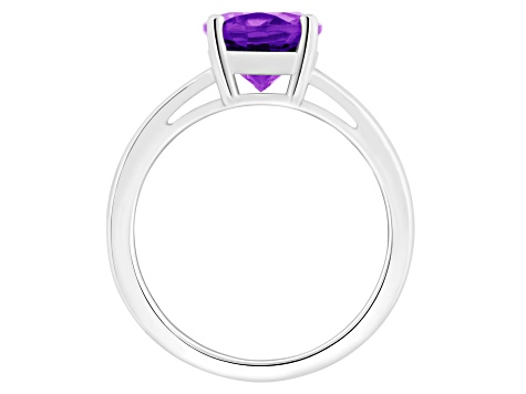 10x8mm Oval Amethyst Rhodium Over Sterling Silver Ring