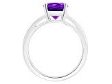 10x8mm Oval Amethyst Rhodium Over Sterling Silver Ring