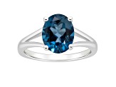 10x8mm Oval London Blue Topaz Rhodium Over Sterling Silver Ring