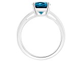 10x8mm Oval London Blue Topaz Rhodium Over Sterling Silver Ring