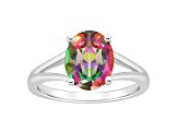 10x8mm Oval Mystic Topaz Rhodium Over Sterling Silver Ring