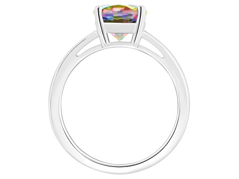 10x8mm Oval Mystic Topaz Rhodium Over Sterling Silver Ring