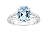 10x8mm Oval Sky Blue Topaz Rhodium Over Sterling Silver Ring