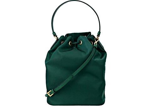 Dark Green Nylon Prada Duet Bucket Bag - 16VZQA | JTV