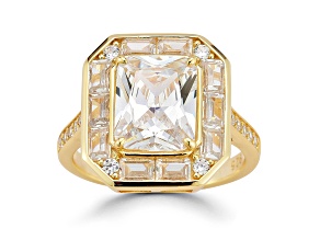 Rachel Zoe 14K Yellow Gold Over Sterling Silver Radiant Cut Cubic Zirconia Cocktail Ring