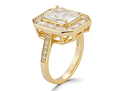 Rachel Zoe 14K Yellow Gold Over Sterling Silver Radiant Cut Cubic Zirconia Cocktail Ring