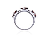 Marquise Garnet and White Topaz Sterling Silver Floral Ring, 2.44ctw