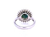 5.15 Ctw Green Sapphire and 0.70 Ctw White Diamond Ring in 18K WG