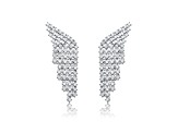 Rhodium Plated over Sterling Silver with Cubic Zirconia Angel Wing Waterfall Earrings