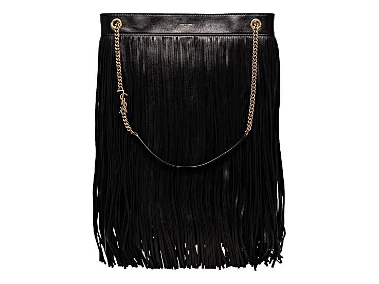 Saint Laurent Grace Black Tassel Leather Hobo Shoulder Bag