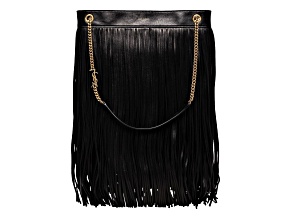 Saint Laurent Grace Black Tassel Leather Hobo Shoulder Bag