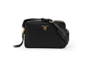 Prada Black Vitello Phenix Leather Double Zip Crossbody Bag