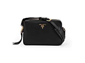 Prada Black Vitello Phenix Leather Double Zip Cross Body Bag