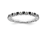 Sterling Silver Stackable Expressions Hearts Black and White Diamond Ring 0.106ctw