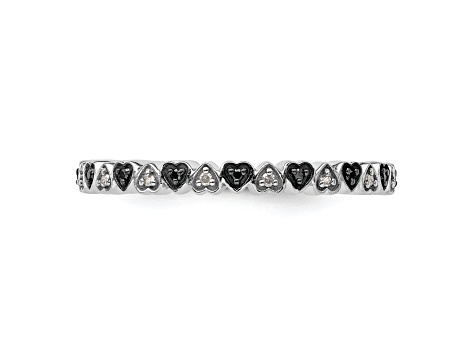 Sterling Silver Stackable Expressions Hearts Black and White Diamond ...