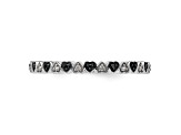 Sterling Silver Stackable Expressions Hearts Black and White Diamond Ring 0.106ctw