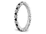 Sterling Silver Stackable Expressions Hearts Black and White Diamond Ring 0.106ctw