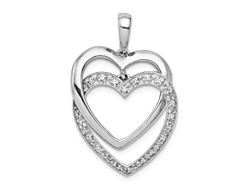 Picture of Rhodium Over 14k White Gold Diamond Double Heart Pendant
