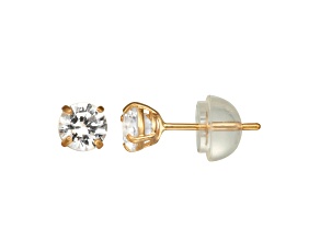 Round Lab Created White Sapphire 14K Yellow Gold Children's Stud Earrings 0.70ctw