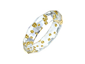 14K Yellow Gold Over Sterling Silver Clear Faceted Lucite Bangle with Beads