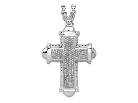 Rhodium Over 14K White Gold 7/8ct. Diamond Cross Pendant