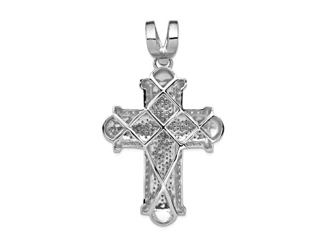 Rhodium Over 14K White Gold 7/8ct. Diamond Cross Pendant