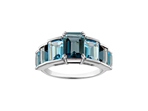 London Blue Topaz Sterling Silver Ring 6.84ctw