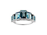 London Blue Topaz Sterling Silver Ring 6.84ctw