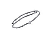 Diamond Stainless Steel and 18K White Gold Cable Bracelet