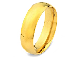 Invicta Jewelry Men's Polished Traditional Wedding Band Yellow Steel Ring (6mm)