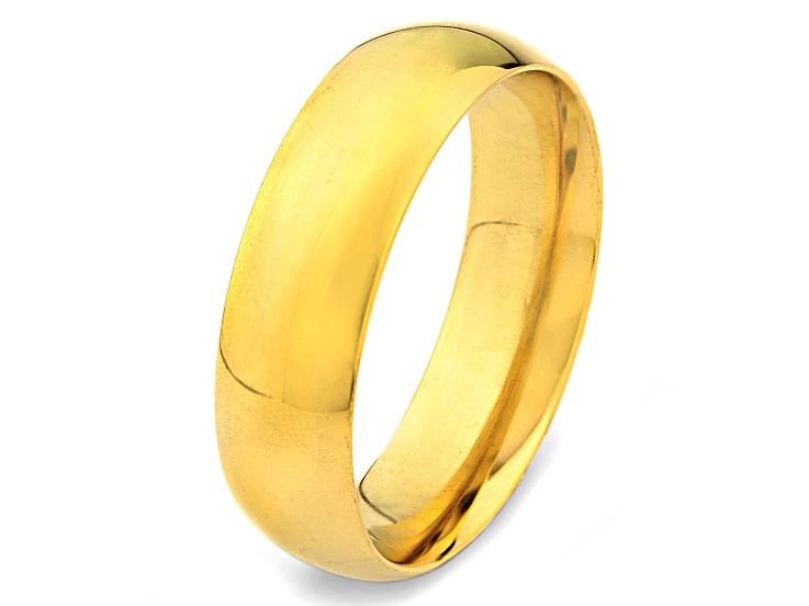 Invicta Jewelry Men's Polished Traditional Wedding Band Yellow Steel Ring (6mm)