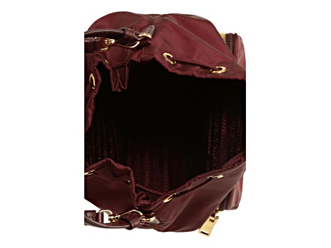 Burgundy Nylon Prada Duet Bucket Bag - 16XQPA | JTV