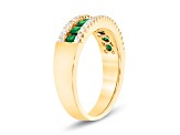 Emerald and Diamond 14k Yellow Gold Band Ring 0.90ctw